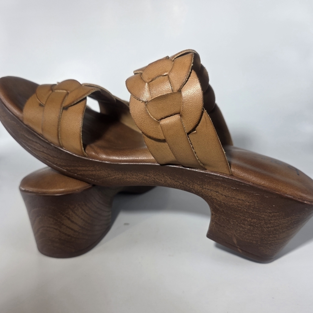 BØC Born Concept Women’s 9 Brown Leather Braided Slide Sandals Comfort Platform - Picture 7 of 8